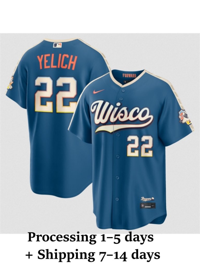 Mens Or Youths Select Christian Yelich Mineral Blue Stitched Jersey